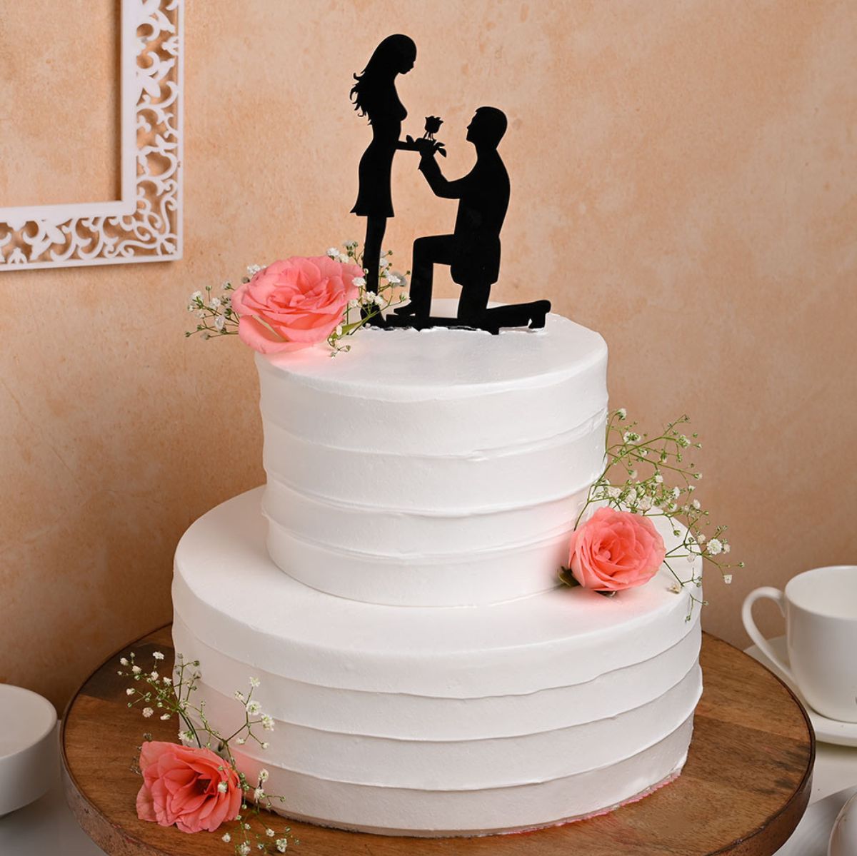 2 Tier Simple Floral Cake – Kake King LLC-nextbuild.com.vn