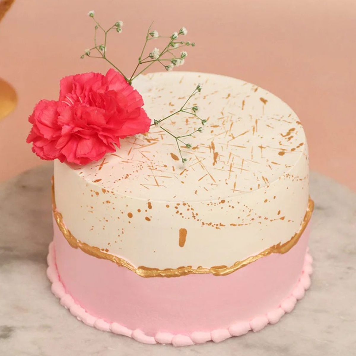 Elegant Cream Cake With Fondant Flower Petals