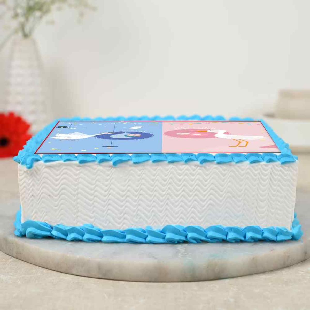 Square Shape Baby Shower Cake