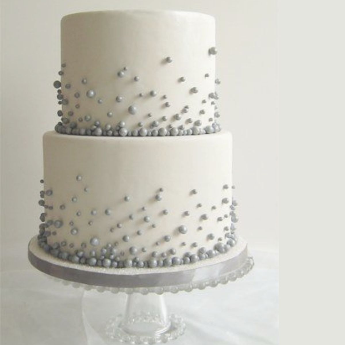 Silver Pearl Fondant 2 Tier Wedding Cake