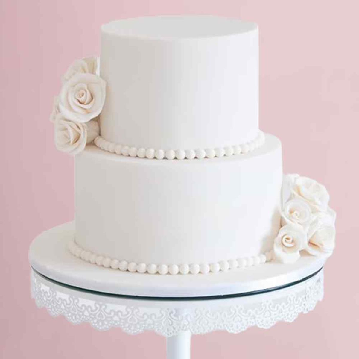 Pearl White Floral Wedding Cake