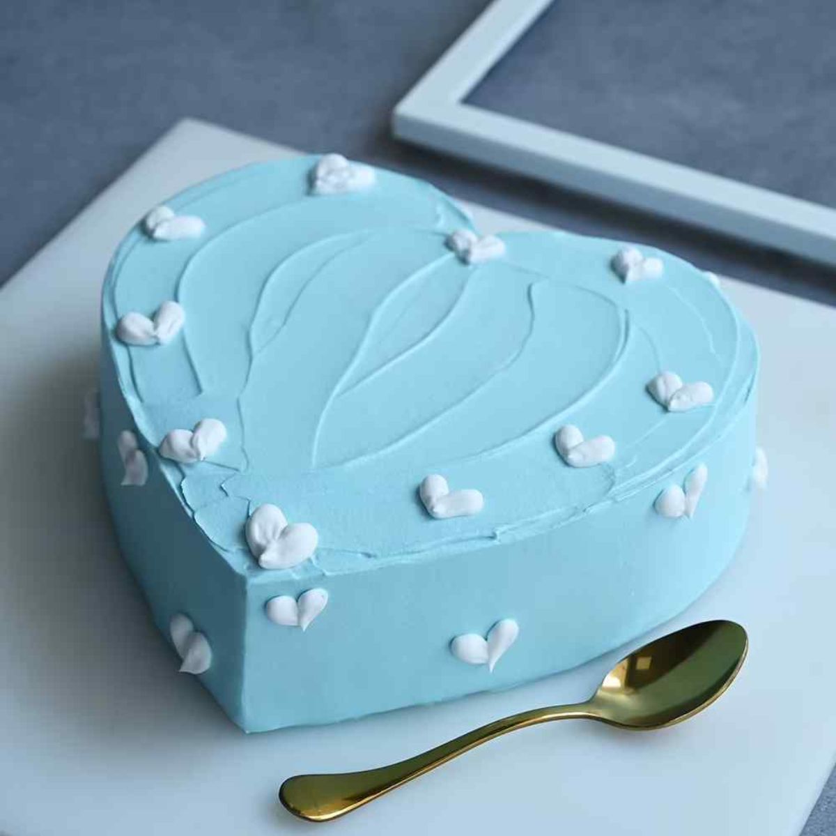 Heart Shaped Blue Cream Cake