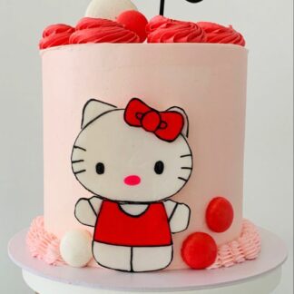 Red and Pink Hello Kitty Cake