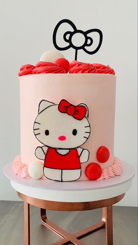 Red and Pink Hello Kitty Cake