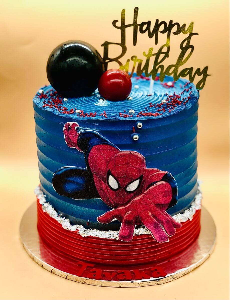 Spiderman Theme Semi Fondant Birthday Cake