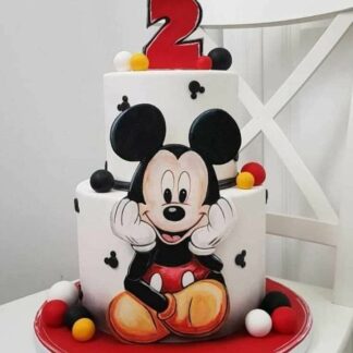 Mickey Mouse Semi Fondant Two Tier Cake