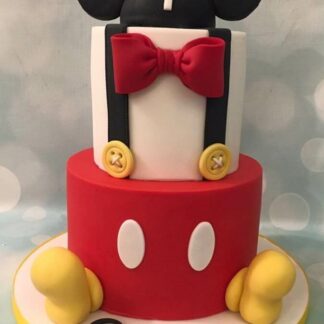 Two Tier Mickey Mouse Theme Fondant Cake