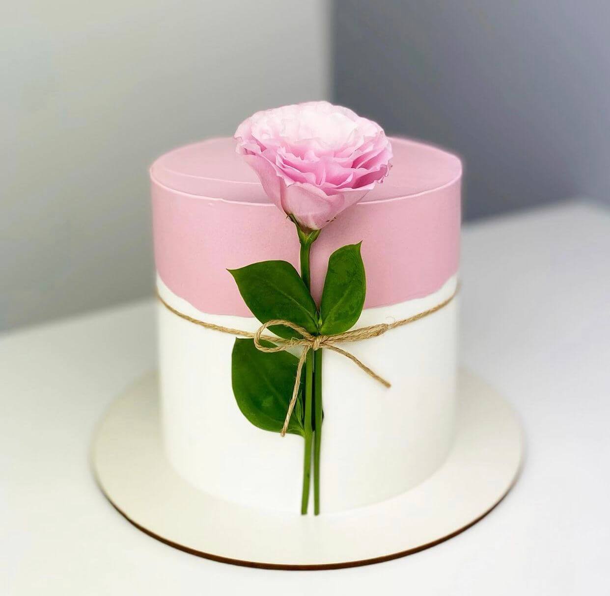 Pink and White Cream Floral Cake