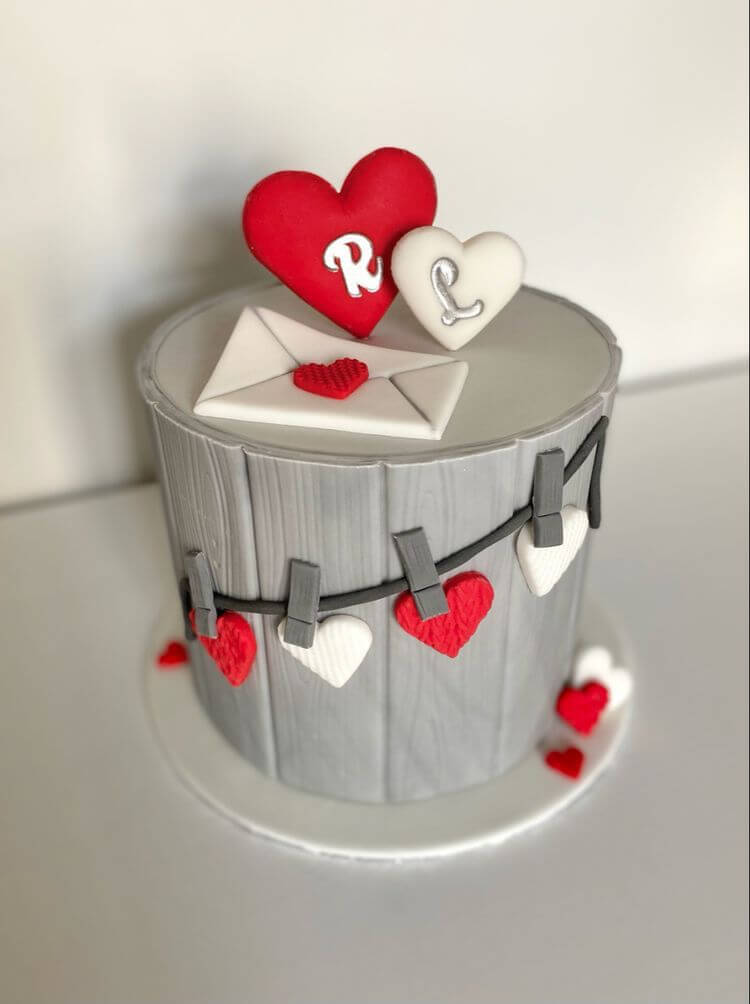 Love Letter Fondent Anniversary Cake