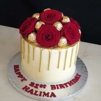 Red Roses & Ferrero Rocher Floral Cake
