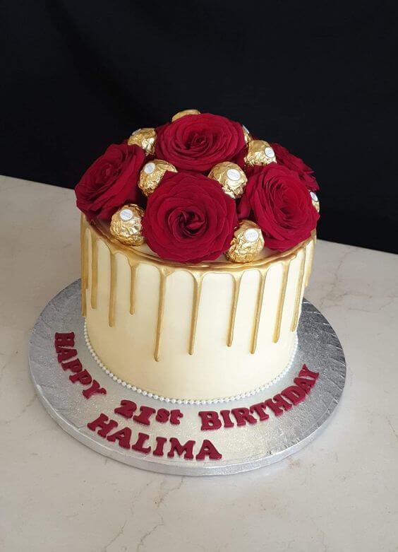 Red Roses & Ferrero Rocher Floral Cake