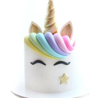 Rainbow Unicorn Hair Semi Fondant Cake