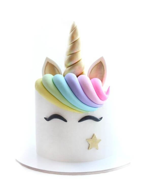 Rainbow Unicorn Hair Semi Fondant Cake