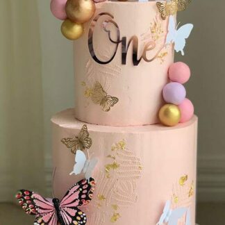 Butterfly Pink Tier Cake