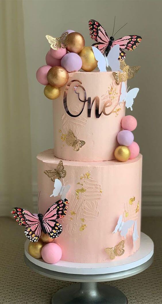 Butterfly Pink Tier Cake