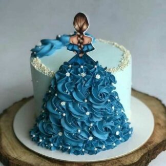 Blue Floral Barbie Dress Cake