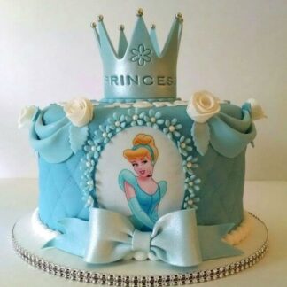 Cinderela Crown And Bow Tie Fondant Cake