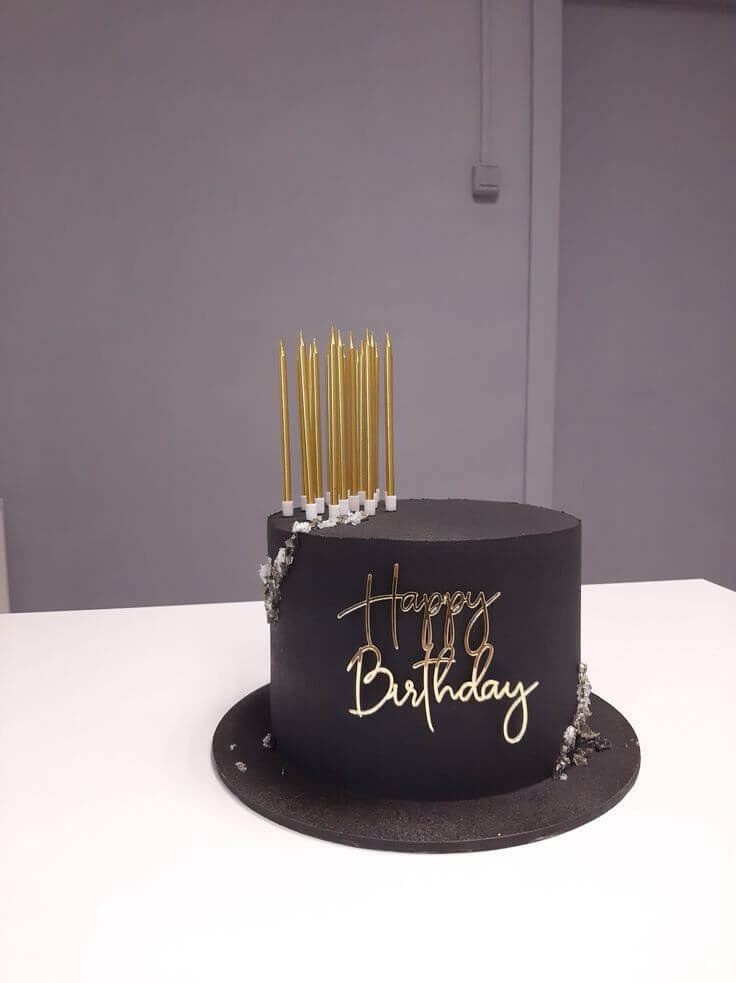Elegant Black Happy Birthday Cake