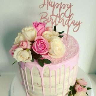Barely Frosted Pink & White Fresh Floral Cake