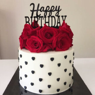 Elegant Red Roses Birthday Floral Cake