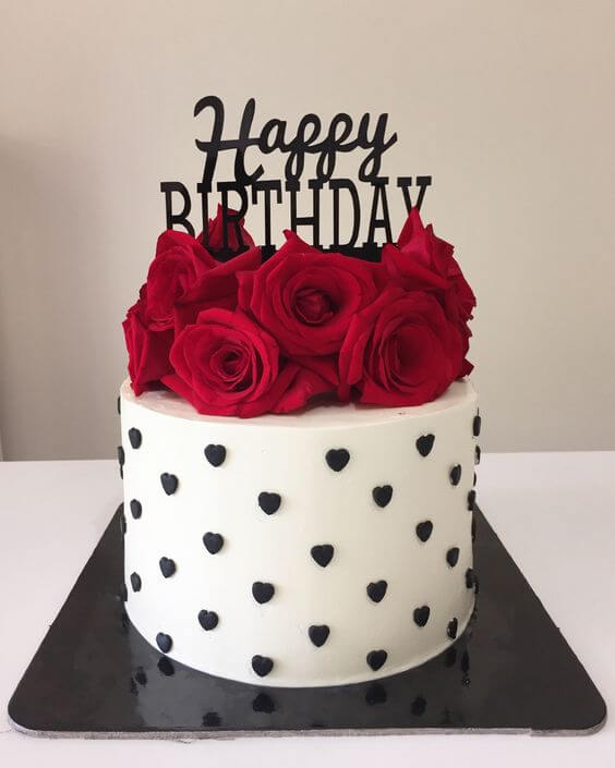Elegant Red Roses Birthday Floral Cake(1)