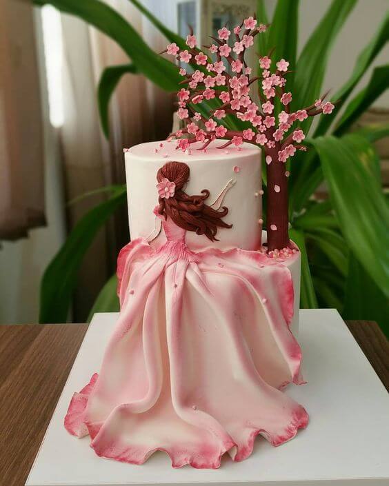 Baby Girl Cute Pig Cake With Pink Florals
