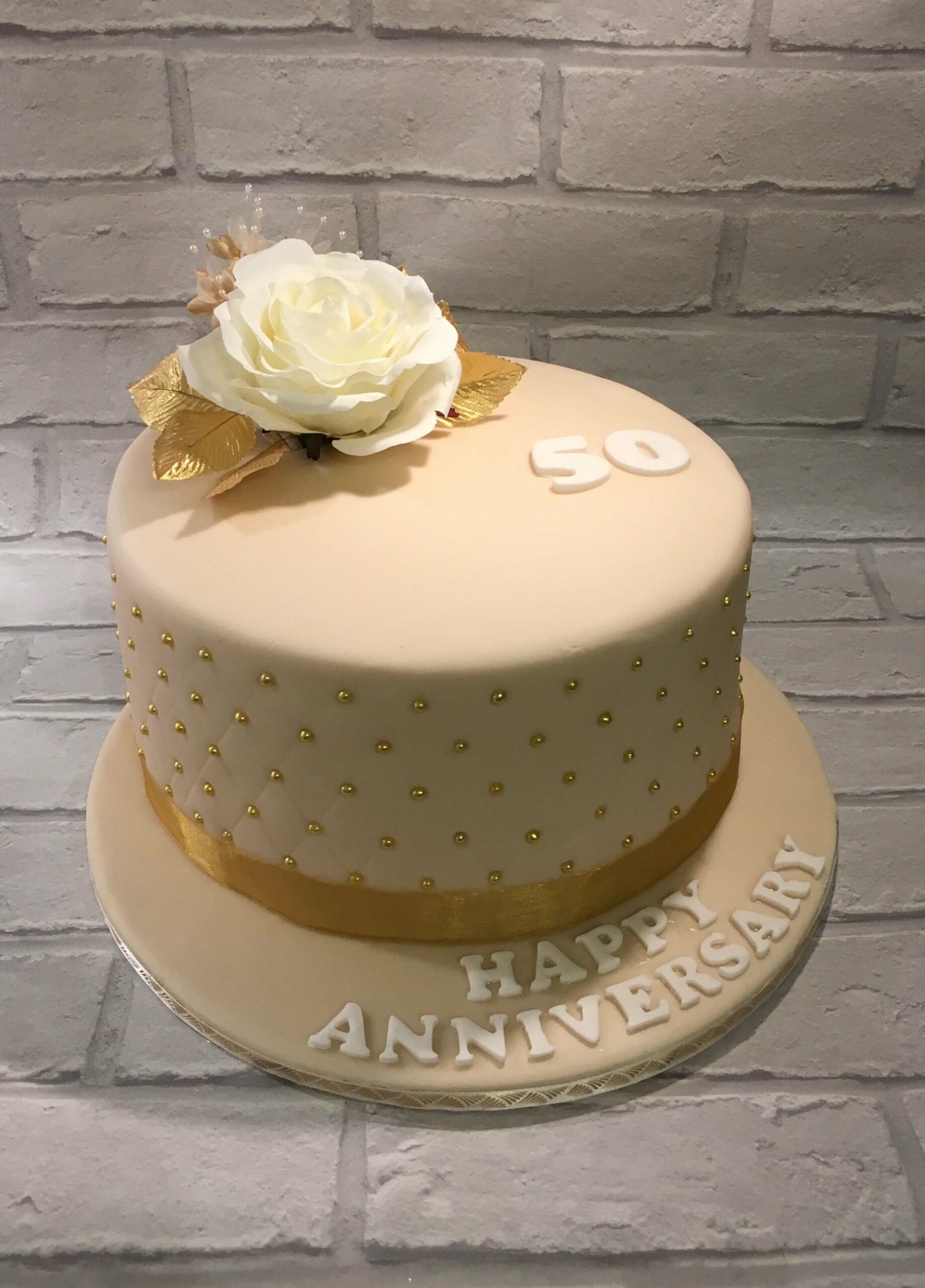 Elegent Floral Fondant Anniversary Cake
