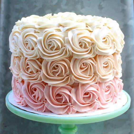 Shades of Pink Cream Floral Cake