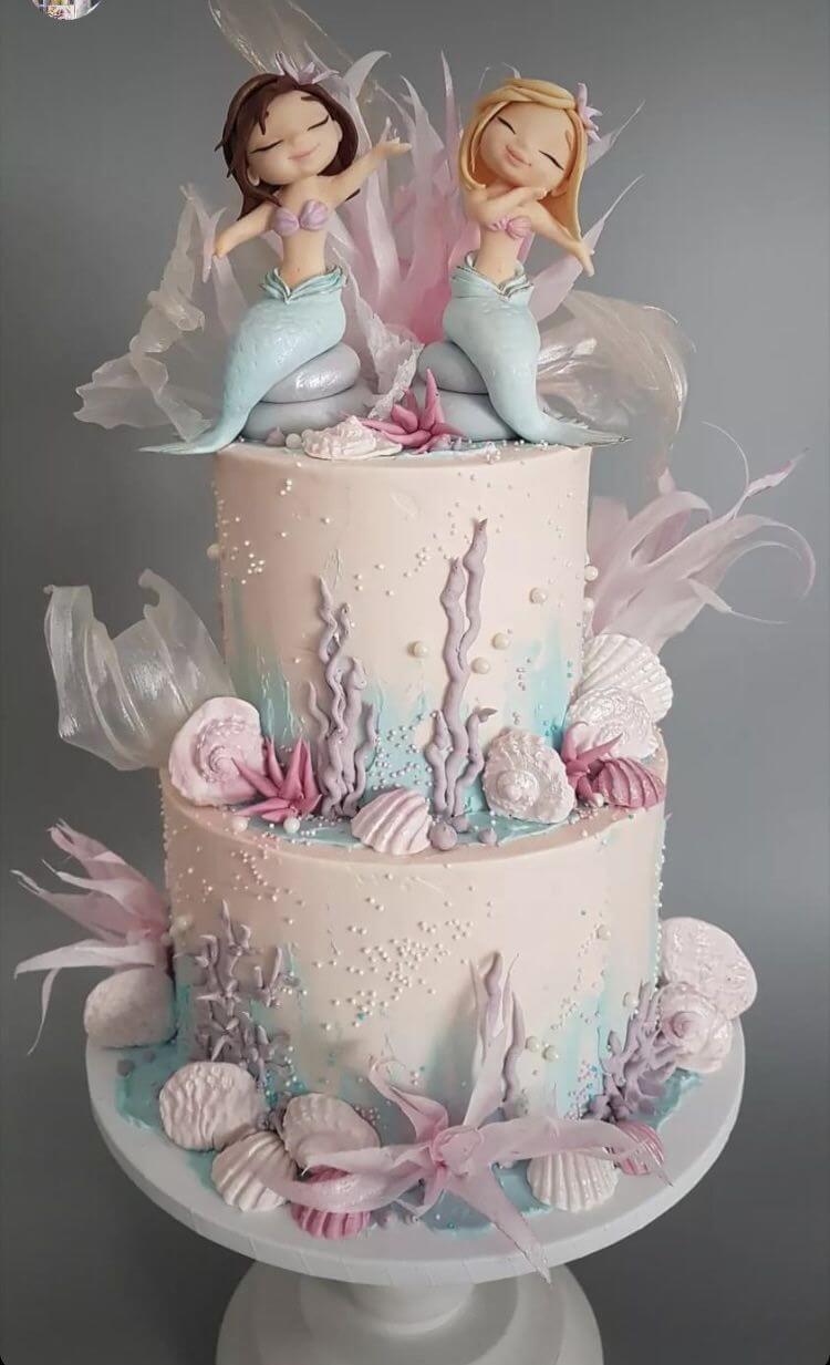 Mermaid Sisters Fondant Tier Cake