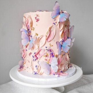 Butterfly Cream Floral Cake