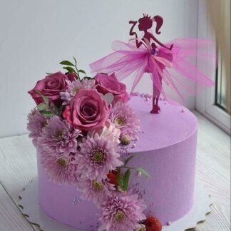 Purple Barbie Fresh Floral Cake