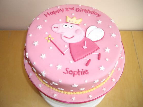 Pretty Pink Peppa Pig Theme Round Fondant Birthday Cake