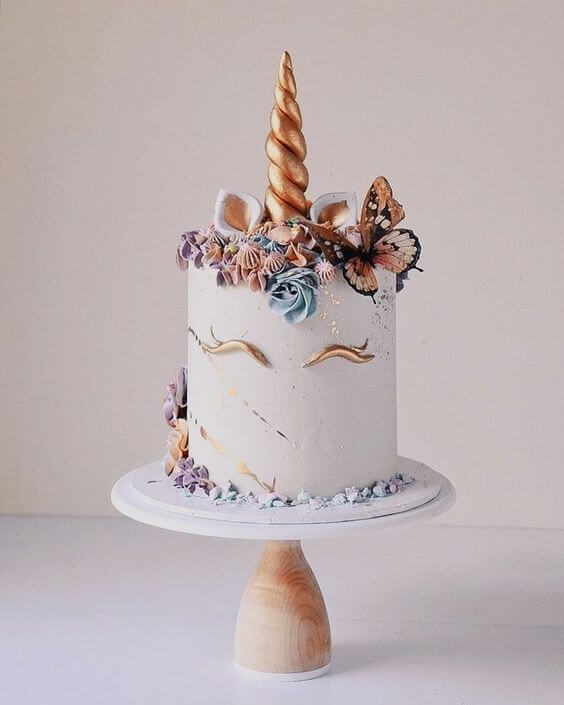 White and Golden Elegant Unicorn Cake