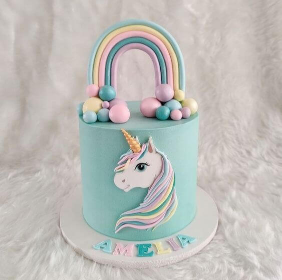 Rainbow Fondant Unicorn Cream Cake