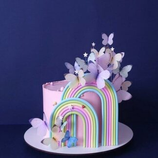 Rainbow Butterfly Fondant Cake