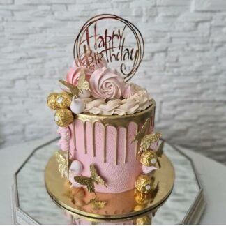Pink and Gold Ferrero Rocher Birthday Cake