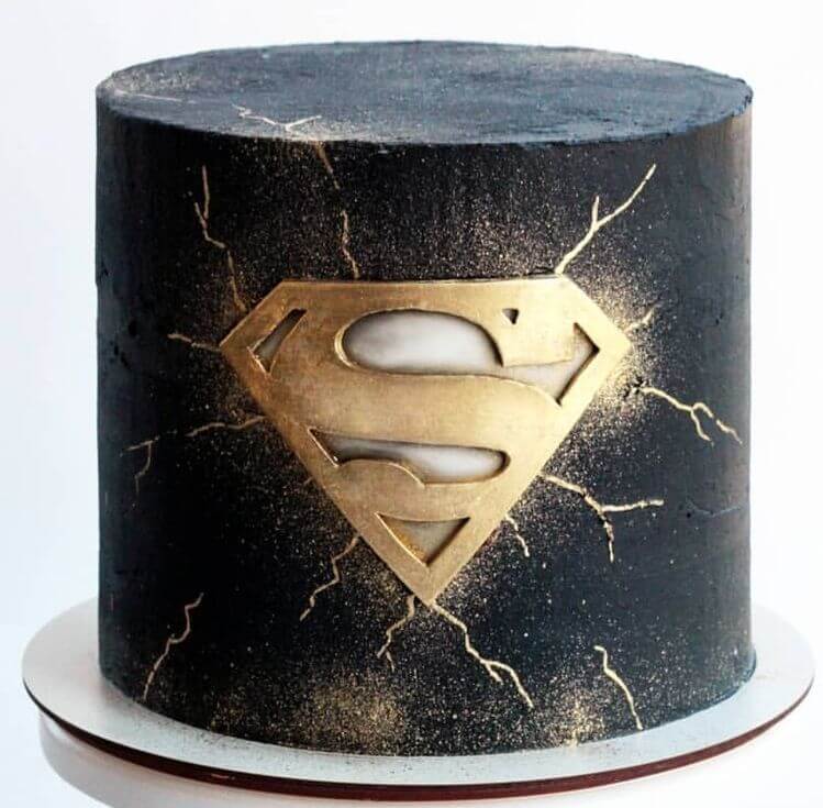 Black Superman Logo Semi Fondant Cake