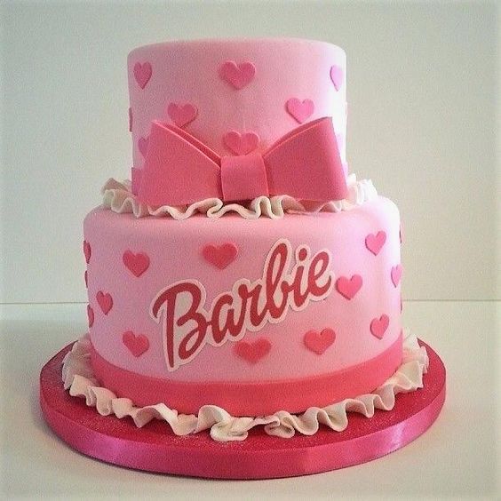 Bow Tie Barbie Two Tier Fondant Cake