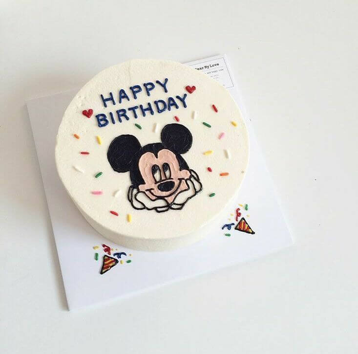 Mickey Mouse Face Cream Birthday Cake