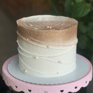 White and Gold Dust Pearl Cake