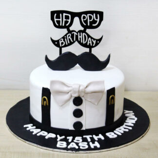 Mustache & Bow Birthday Cake