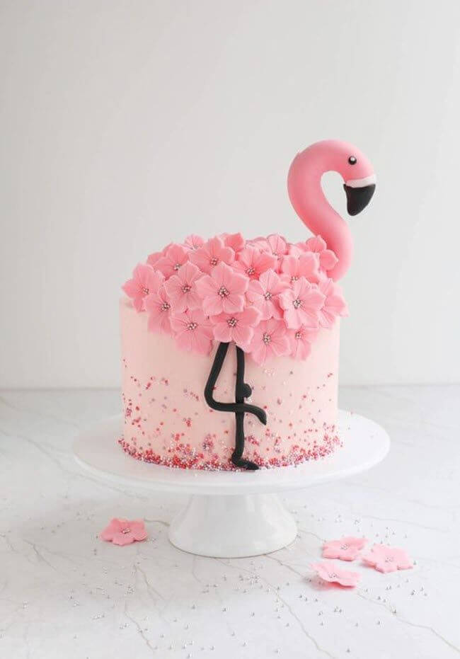 Flamingo Fondant with Pink Cream Cake