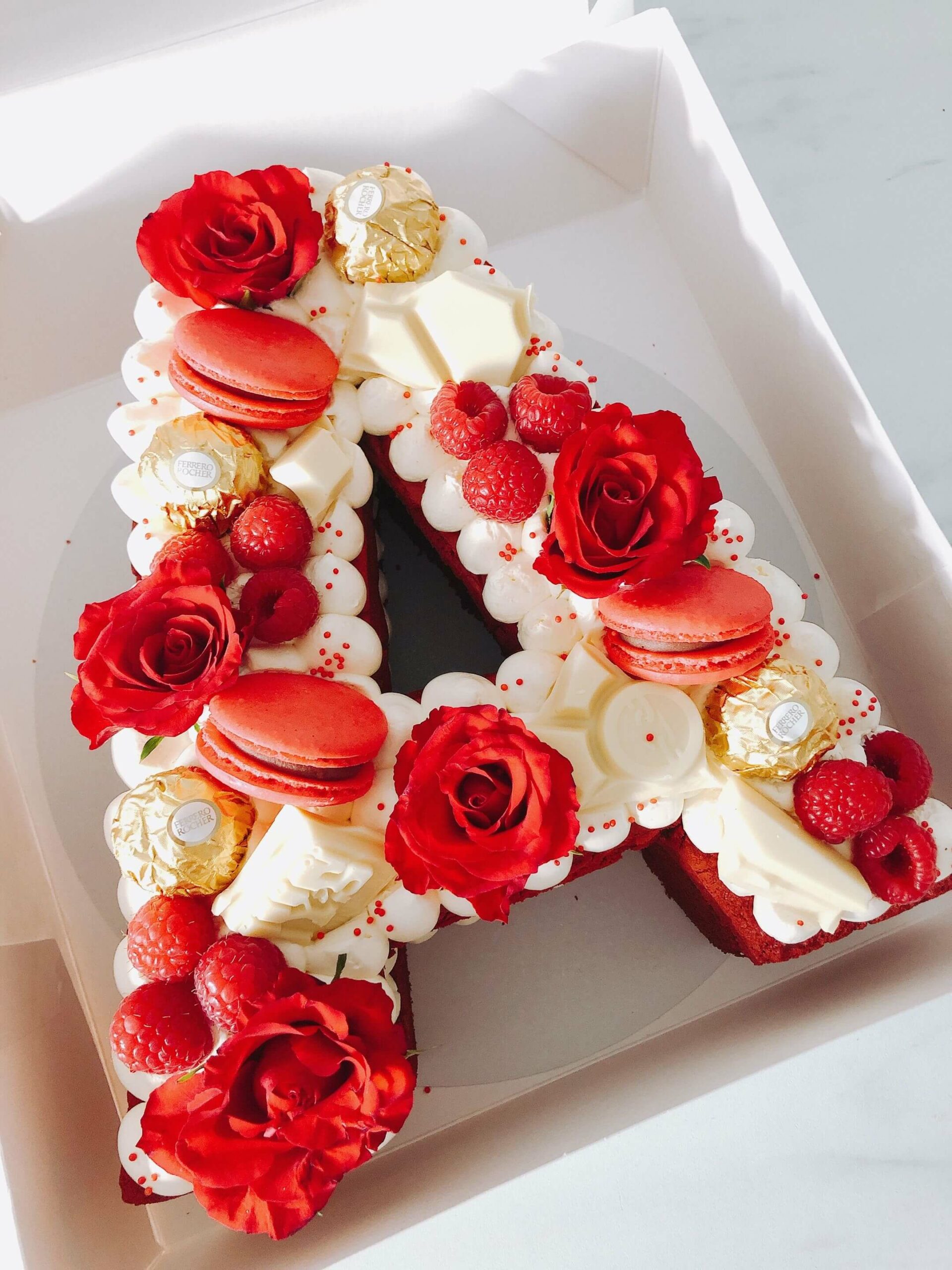 Red Love Letter A Cake