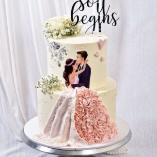 Mr & Mrs Engagement Tier Cake