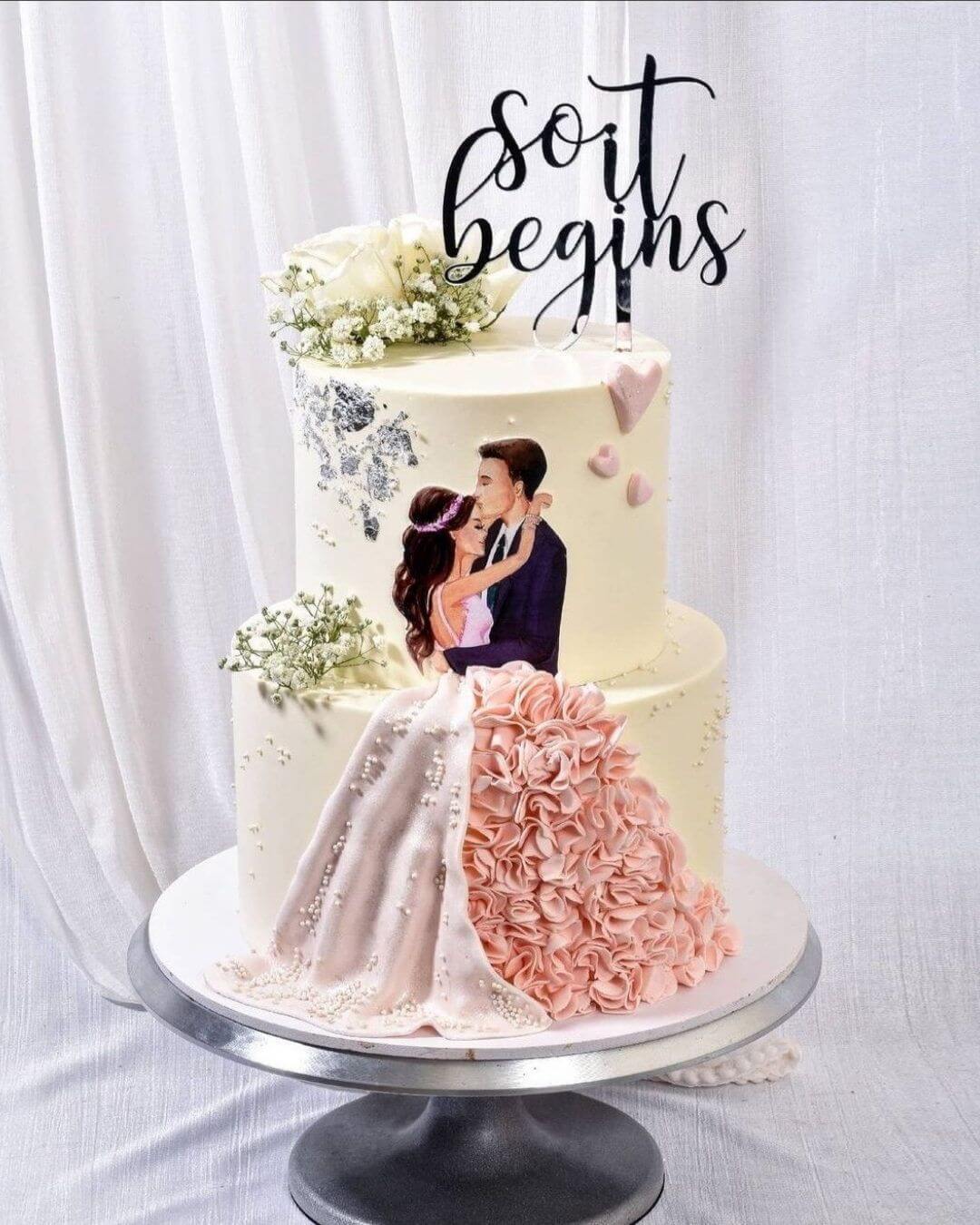 Mr & Mrs Engagement Tier Cake