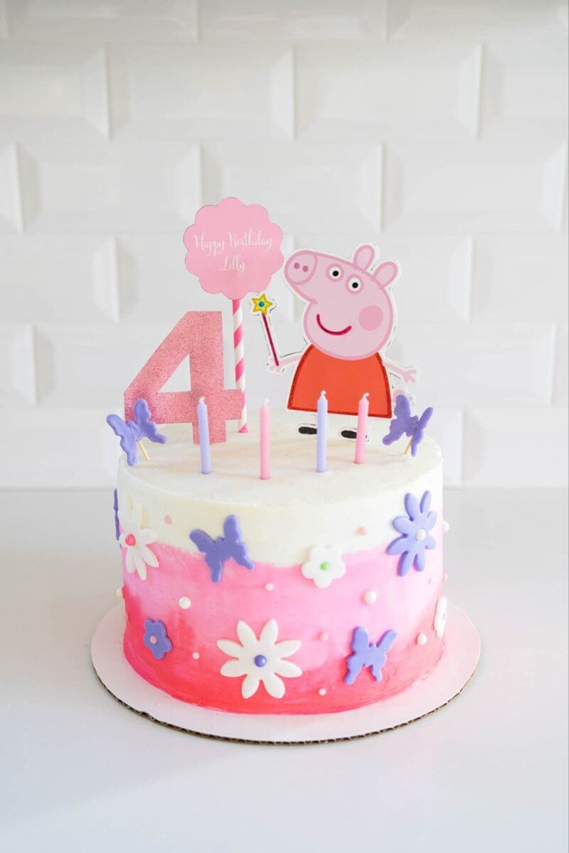 Peppa Pig with Butterfly theme Cream Cake - Dough and Cream