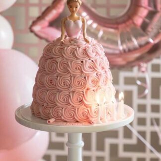 Ballerina Barbie Pink and White Cream Cake