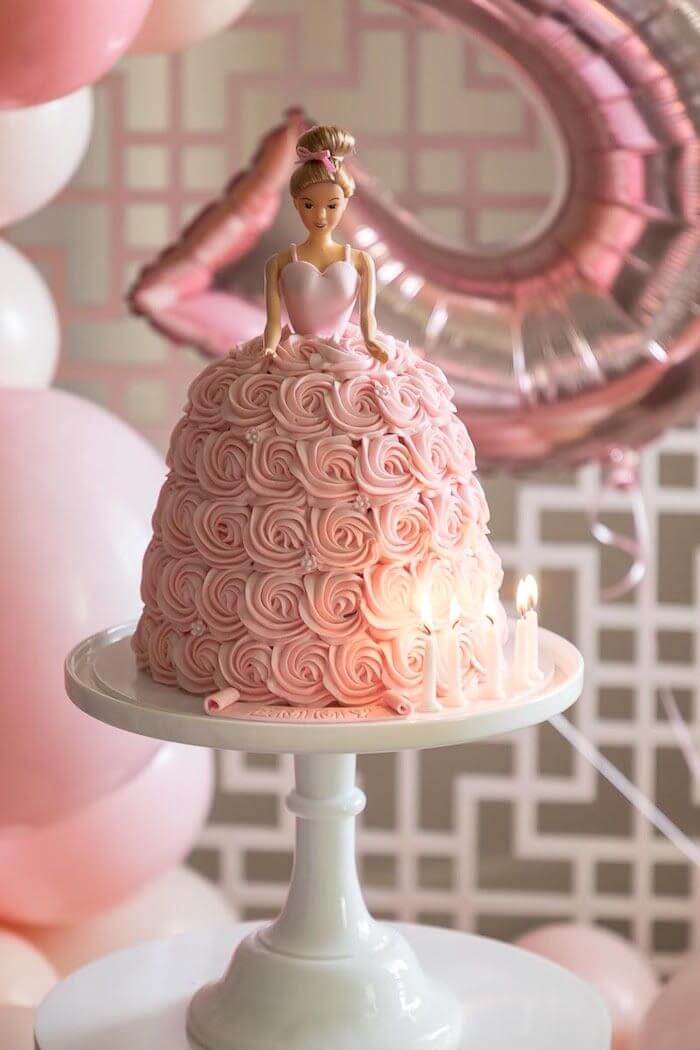 Ballerina Barbie Pink and White Cream Cake