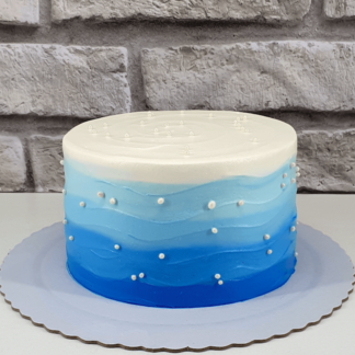 Elegant Blue and White Pearl Cake