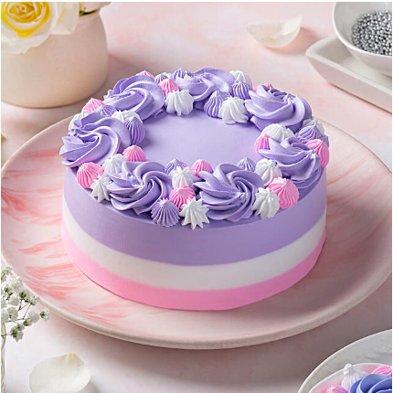 Lilac & Pink Cream Floral Cake